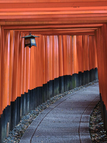 10,000 gates of Fushimi Inari shrine in Kyoto, Japan