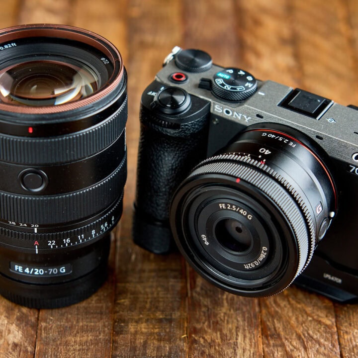 Sony A7CR with Sony 40mm f/2.5 attached, Sony 20-70mm f/4