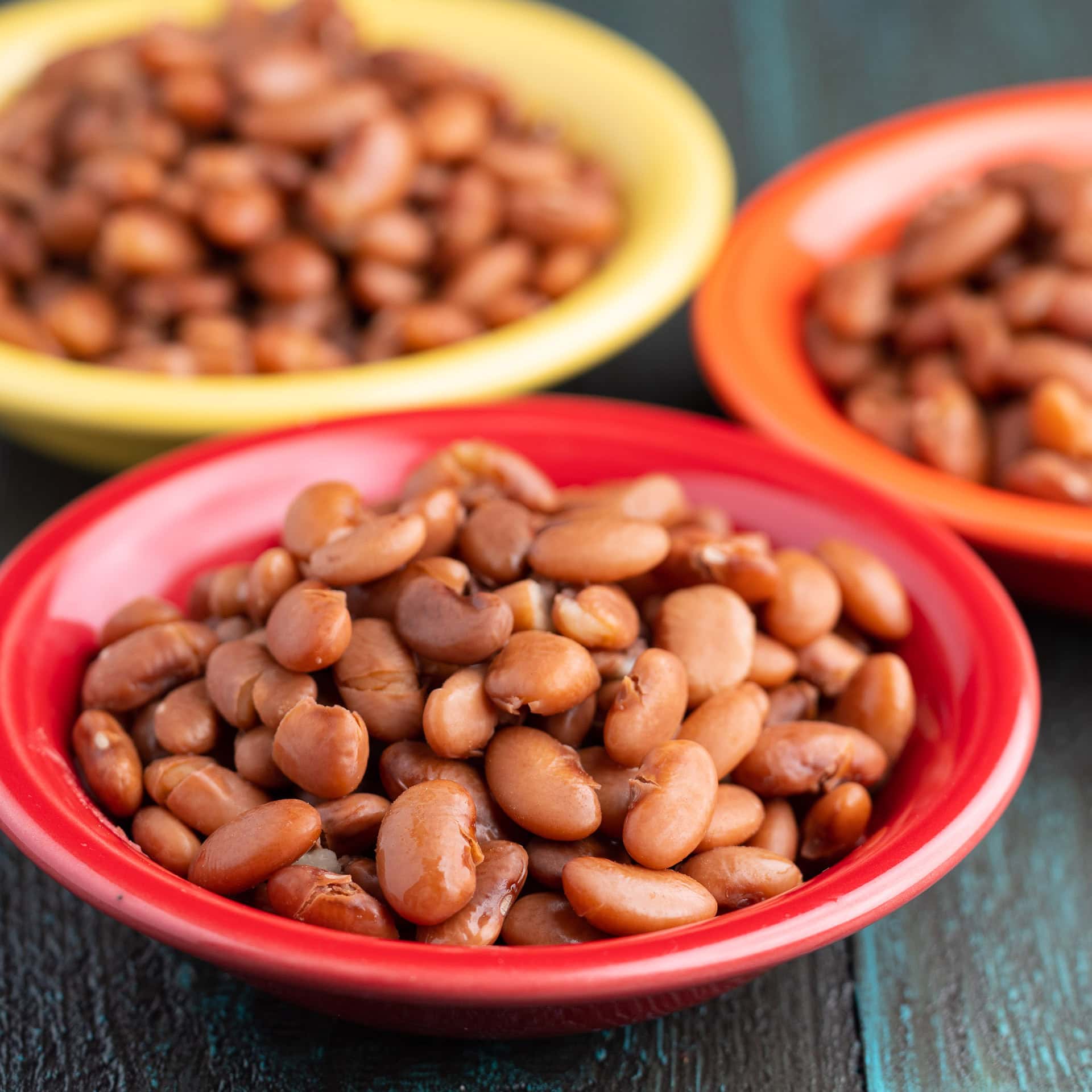 Three bowls of beans