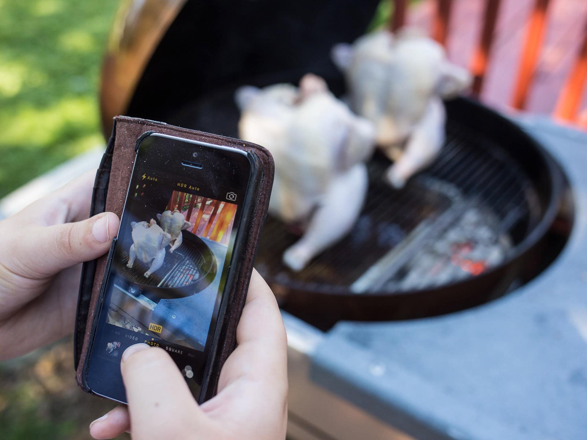 Chickenception picture - iphone camera hall of mirrors picture of chickens on a grill