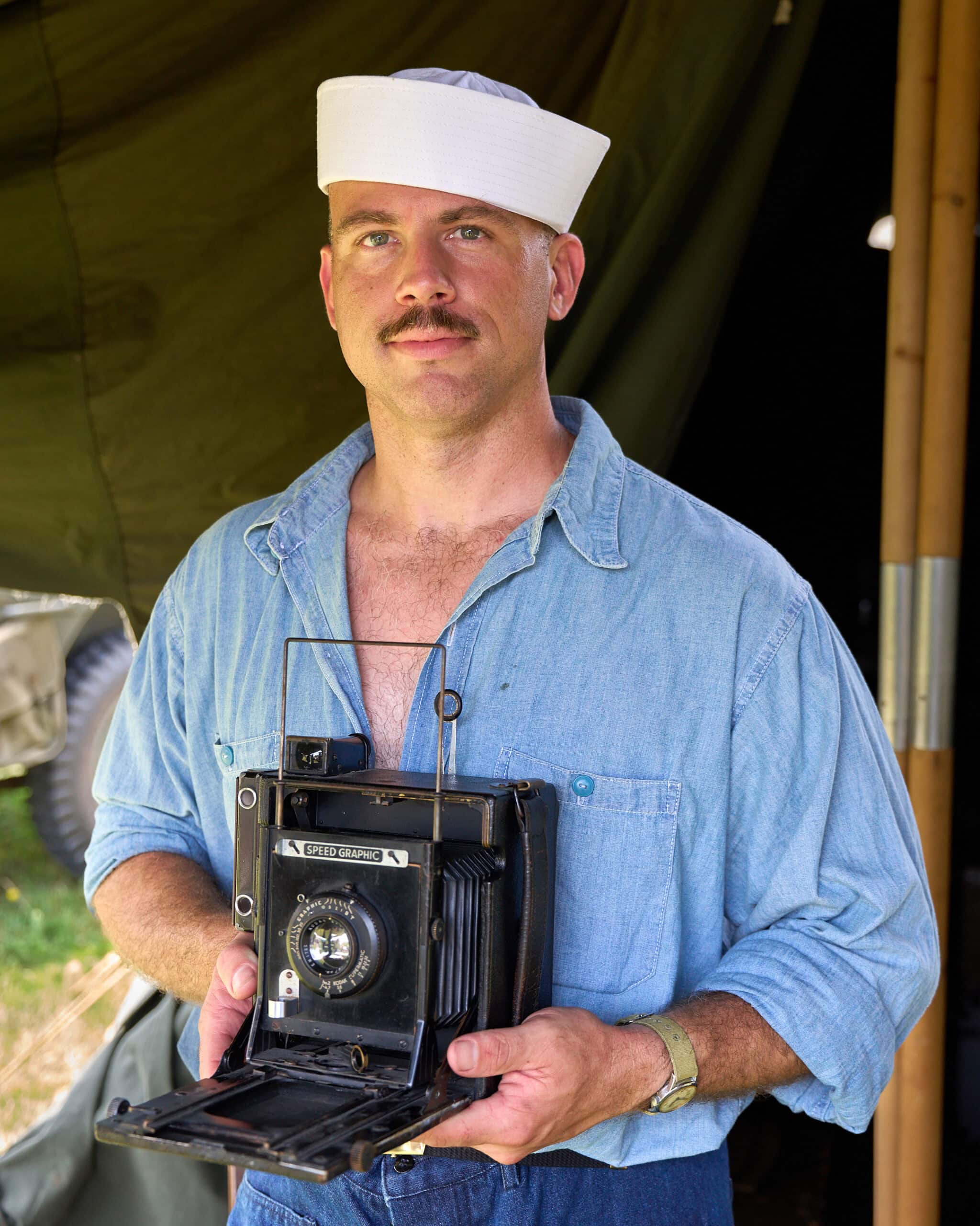 Naval Photographer Portrait with Period Camera
